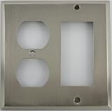 Satin Nickel 2 Gang Wall Plate - One Duplex Outlet One GFI
