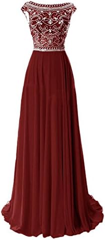 Belle Dress Floor Length Bridesmaid Dress Chiffon Prom Dress Burgundy US4