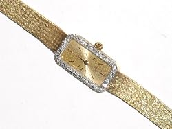 Lady Hamilton Flaurent swiss quartz 14k gold with diamond bezel