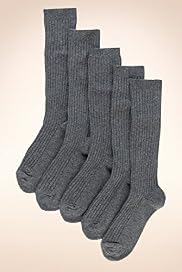 5 Pairs of Freshfeet™ Cotton Rich Long Ribbed School Socks