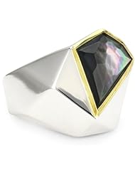 Kara Ross "Pyramid" Black Mother-Of-Pearl Large Ring, Size 7
