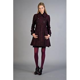 Berry Wool Pleated Coats by Nell Couture by Nell Couture