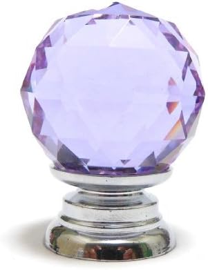 Cut Crystal Glass Faceted Ball Cupboard/Drawer Door Knob - Purple/Lilac - 30mm