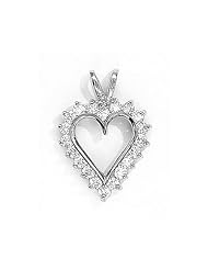 14K White Gold Diamond Heart Pendant (chain NOT included)