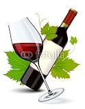 Wallmonkeys Peel and Stick Wall Decals - Red Wine Bottle and Filled Glass in Winery - Removable Graphic