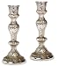 Silvered Glass Candlesticks - Pair
