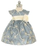 New Metallic Ribbon Embroidered Dress ~ Blue or Light Pink ~ 6M to 24M