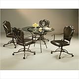 Westport 5 Piece Glass Top Dining Set with Chair with Casters