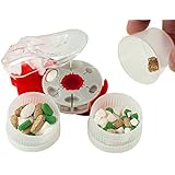 Prorxdisc Pill Cutter / Pill Splitter with Catch Cup, 2 Medication Containers and 18 Cavity Deluxe Disc for Cutting Different Shapes and Sizes of Pills and Tablets