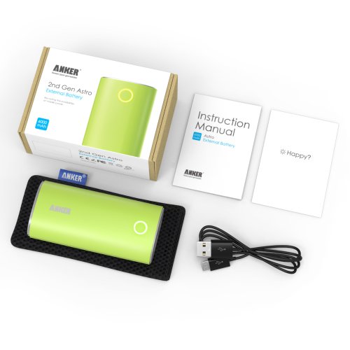 Anker® 2nd Gen Astro 6000mAh (2A Output) External Battery Charger with PowerIQ Technology for iPhone 5S, 5C, 5, 4S, iPad Air, mini, Galaxy, Nexus and other Smartphones and Tablets (Apple adapters - 30 pin and lightning, Samsung 30-pin adapter, not included)