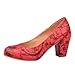 Charm Foot Fashion Floral Print Womens Chunky High Heel Pumps