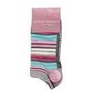 Womens/Ladies Striped Honeycomb Top Trainer Socks, Pink Grey Blue (Pack of 3)