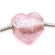 Murano Style Glass Silver Foil Lampwork Pink Heart Bead Fits Pandora 20mm (1)