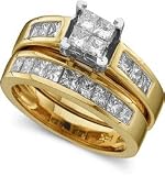 1 1/2ctw Princess Cut Quad Diamond Bridal Set