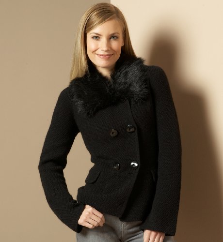 Faux Fur Trim Knitted Jacket
