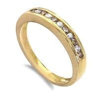 9ct Yellow Gold Ladies Half Eternity Ring Set with 0.25ct of Champagne & White Diamonds