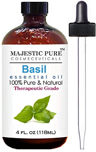 Basil Essential Oil From Majestic Pure, Therapeutic Grade Pure and Natural, 4 fl. oz.
