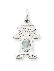 14K White Gold Girl 7x5 Oval Genuine Aquamarine-Mar. Metal Wt- 0.87g