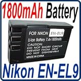 HQRP 1800mAh BATTERY replacement for EN-EL9 ENEL9 NIKON D40 D-40 D-40X SLR