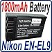 HQRP 1800mAh BATTERY replacement for EN-EL9 ENEL9 NIKON D40 D-40 D-40X SLR