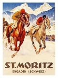 Art Posters: St Moritz, Horse Racing - Artist - Hugo Laubi 1924 Poster - 30 x 40 cm