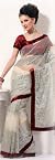 SILVER & WHITE NET SAREE WITH BLOUSE-B-79