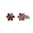 Star Flower Garnet Cubic Zirconia Platinum Overlay Sterling Silver Studs