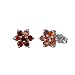Star Flower Garnet Cubic Zirconia CAREFREE Sterling Silver Studs