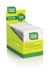 Cleanwell Natural Hand Sanitizing Wipes, 20-Count Individually Wrapped Wipes (Pack of 2)