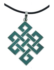 Sterling Silver 925 Turquoise Inlaid Tibetan Love Knot Endless Knot Necklace