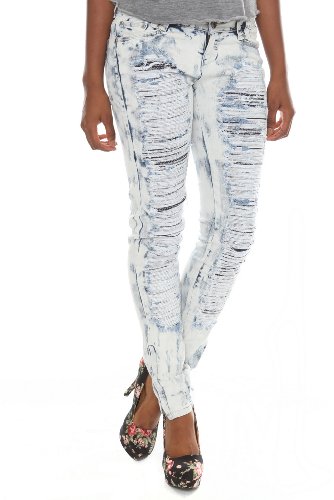Bleached Blue Destroyed Denim Skinny Jeans Bleached Blue Destroyed Denim Skinny Jeans