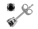 Solitaire Stud Black Diamond Earrings 1/4 Carat (ctw) in 14K White Gold