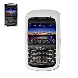 New Fashionable Perfect Fit Soft Silicon Gel Protector Skin Cover (Faceplate/Snap On) Rubber Cell Phone Case with Screen Protector for RIM Blackberry Tour 2 9650 Sprint, Verizon - WHITE