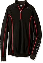 Helly Hansen Men's HH Warm Freeze 1/2 Zip Long Sleeve Base Layer Shirt, Black/Flag Red, X-Small
