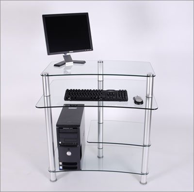 RTA Home And Office CT-010 32" W Computer Desk in Clear Glass