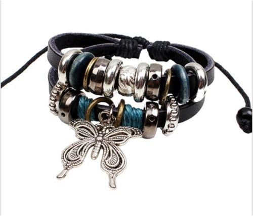NEW Jewelry Fashion Infinity Leather Charm Bracelet Silver Lots Beads Style