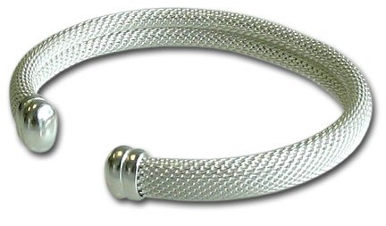 Q Ray Ionized Sterling Sliver Double Mesh Bracelet-SMALL