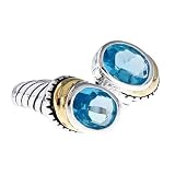 Sterling Silver 925 Blue CZ Two Tone Ring, 9 [Jewelry]