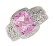 14k White Gold Diamond Pink Sapphire Ring Victorian Elegance