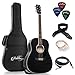 Ashthorpe Full-Size Dreadnought Acoustic-Electric Guitar Bundle - Premium Tonewoods - Black