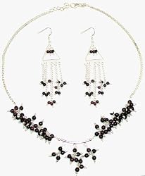 Necklace Earings Sterling Silver Garnet Jewelry (gnklcs312)