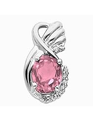 14K White Gold Oval Cut Pink Tourmaline Pendant -- LIFETIME WARRANTY