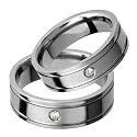 Jaime Classic Titanium Wedding Band Set with Diamond