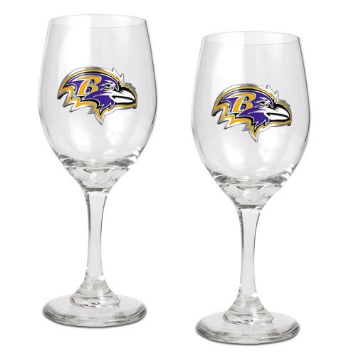 Baltimore Ravens NFL 2pc Wine Glass Set - Primary Logo
