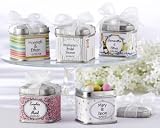 “Unexpected Treasures!” Favor Tin with Re-Tied Organza Bow & 40 Custom Designer Labels  – Baby Shower Gifts & Wedding Favors