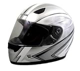 HAWK Silver with Black Full Face Motorcycle Helmet