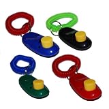 Big Button Pet Dog Cat Training Clickers, click with wrist bands - 4 Pack