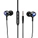ErgoFit Earbuds in Ear Headphones with Mic Earphones, Ultra Clear Treble, Moving-Coil, Multipurpose Remote, Hands-Free Speakerphone, Volume Control, Siri, for Android, iOS, E128, Black