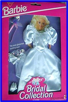 Barbie Bridal Collection White Wedding Dress with Hat with Gold Trim