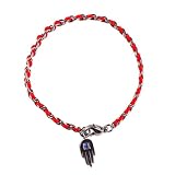 Kabbalah Red String Bracelet woven in Stainless Steel with Hamsa Hand Charm